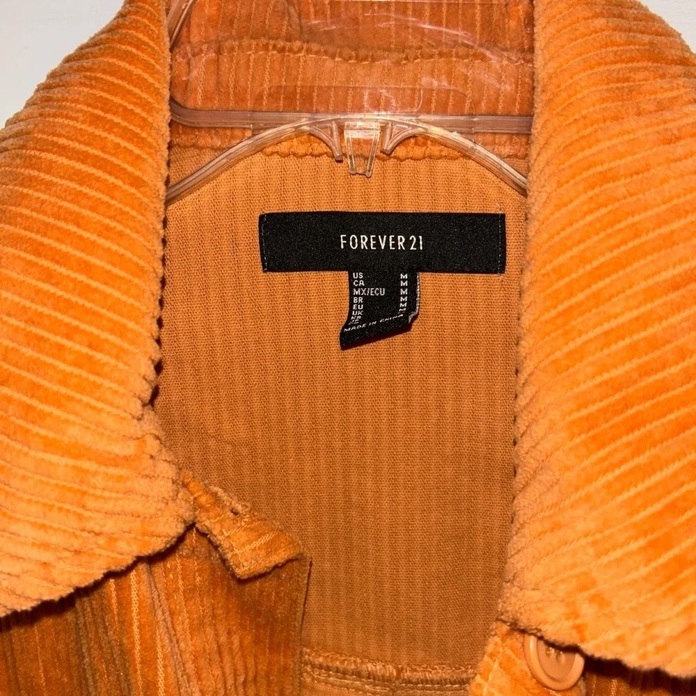 Cropped Corduroy Orange Jacket Size Medium Forever 21 Excellent Condition - Picture 6 of 6